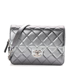 Metallic Lambskin Large Like A Wallet Flap Silver