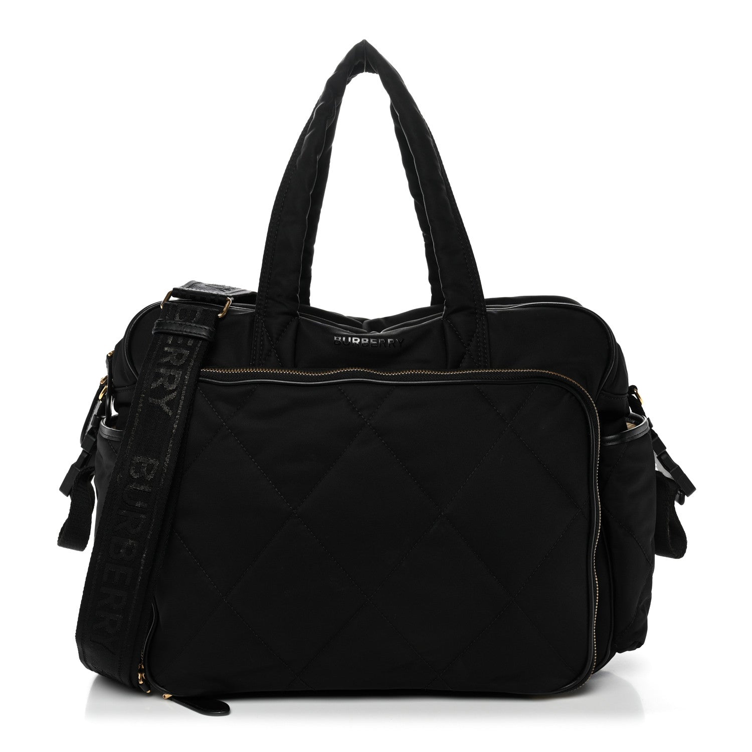 Nylon Quilted Diaper Tote Bag Black