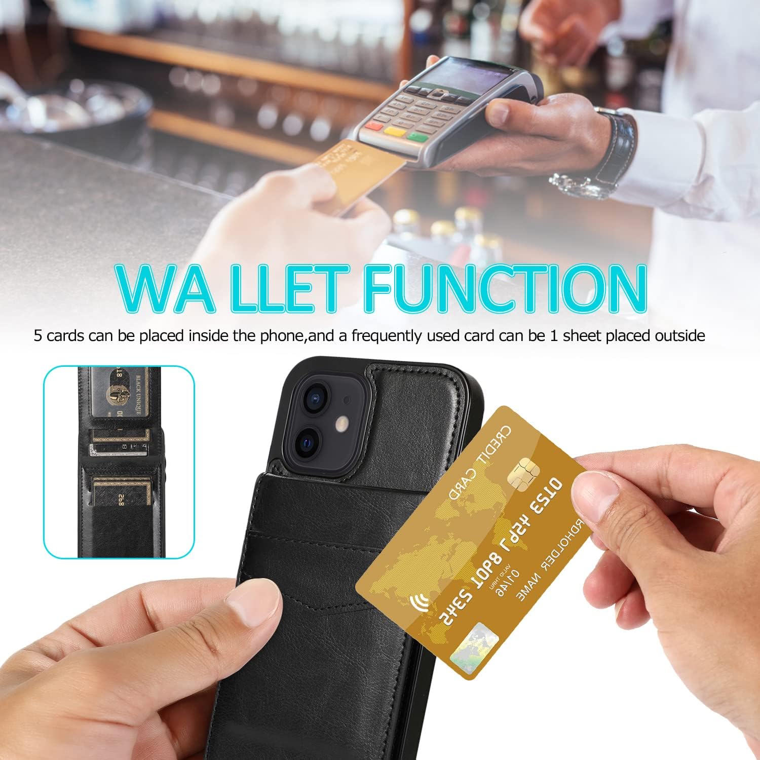 Entronix Case Compatible with iPhone 12/12 Pro - [6 Slot Card Holder] Slim Leather Wallet