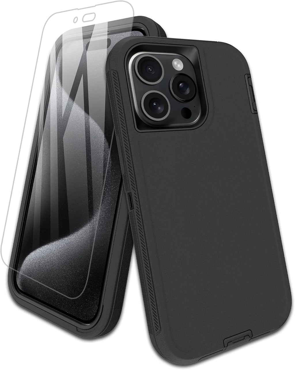 Entronix Bundle Compatible with iPhone 15 Pro Max - Heavy Duty Case & 1 Clear Screen Protector