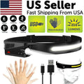 LED Headlamp USB Rechargeable Headlight Torch Work Light Bar Head Band Lamp - Black