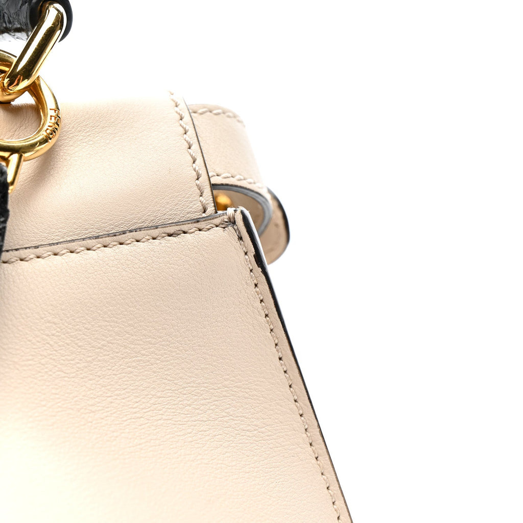 Vitello Seta Snakeskin Monster Eyes Medium Peekaboo Iconic Satchel  Amido Sand Black