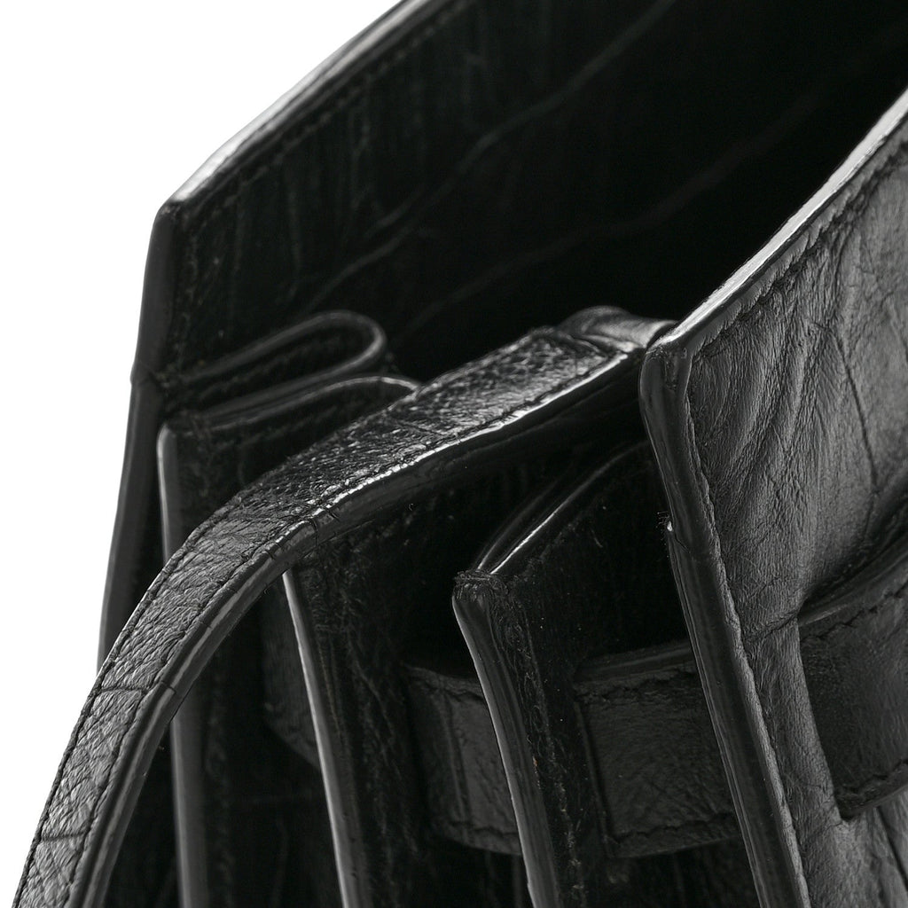 Calfskin Crocodile Embossed Baby Sac De Jour Black