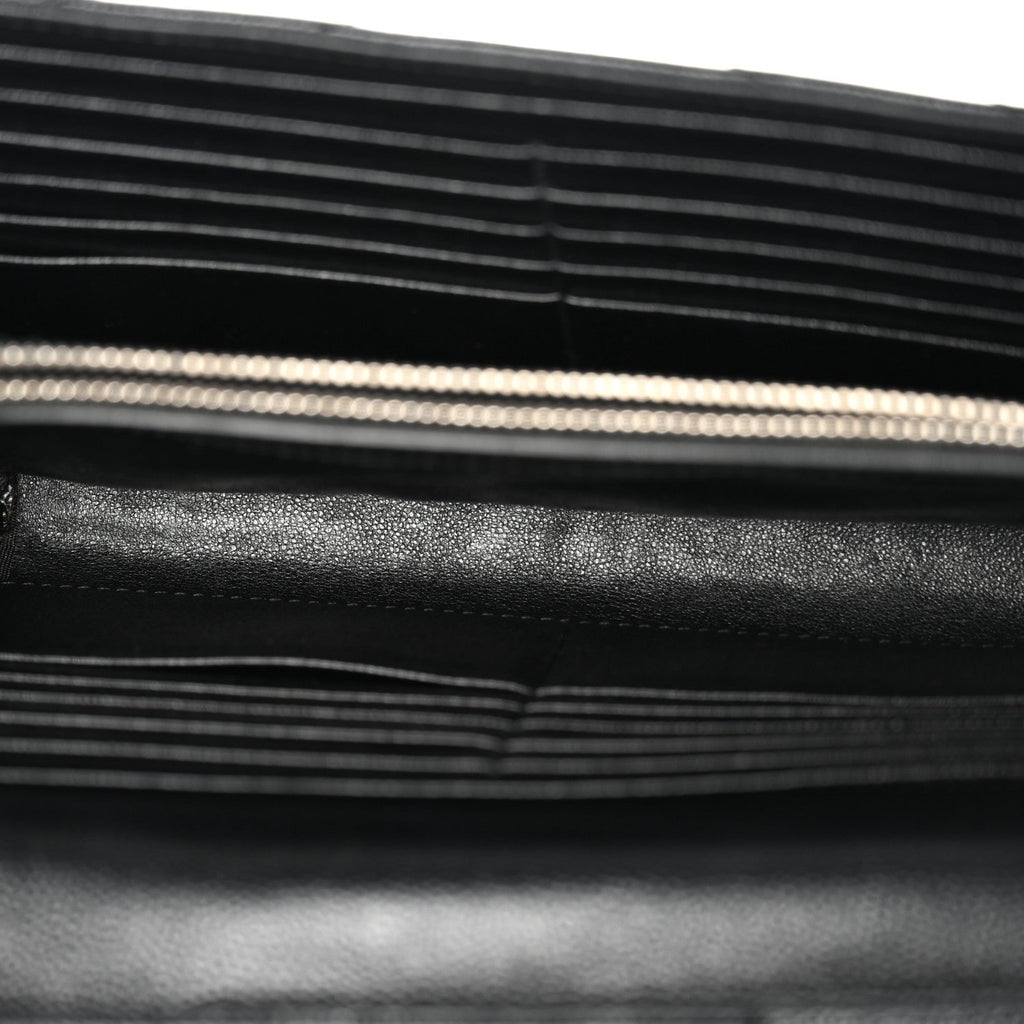 Grain De Poudre Matelasse Chevron Monogram Chain Wallet  Black
