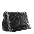 Lambskin Quilted Small Loulou Puffer Monogram Chain Satchel Black