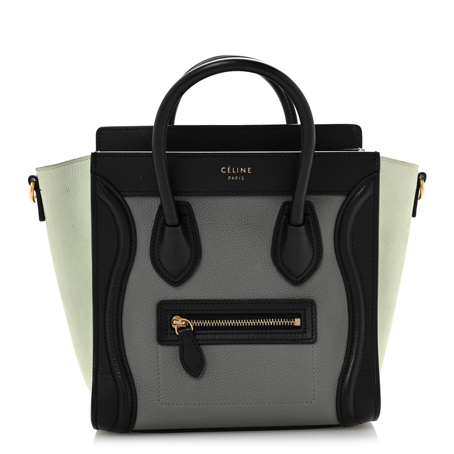Baby Grained Calfskin Nano Tri-Color Luggage Zinc Almond