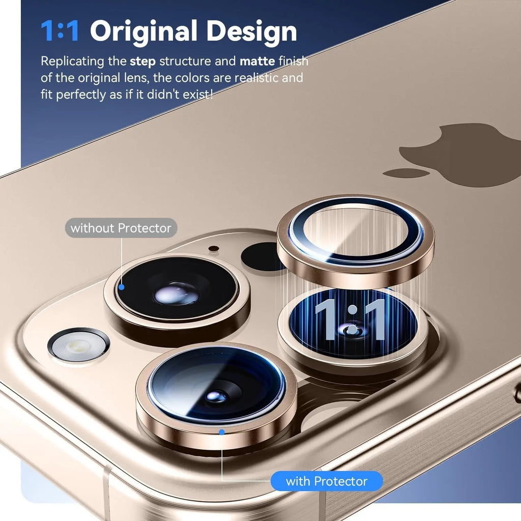 Entronix Camera Lens Protector Compatible with iPhone 16 Pro/16 Pro Max - Luxury Metal