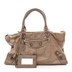 Agneau Giant 12 Rose Gold Hardware Work Gris Poivre