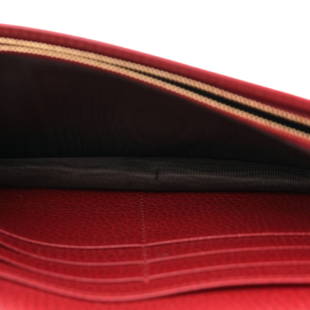 Dollar Calfskin Mini GG Marmont Chain Wallet Hibiscus Red
