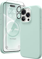 Entronix Bundle Compatible with iPhone 12 Pro Max - Liquid Silicone Case, 1 Clear Screen Protector & 1 Camera Lens Protector