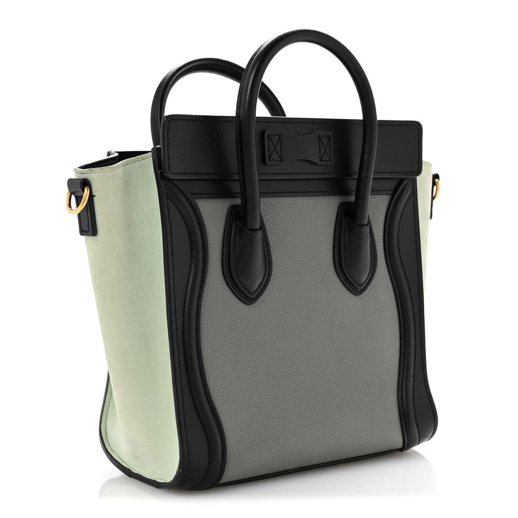 Baby Grained Calfskin Nano Tri-Color Luggage Zinc Almond