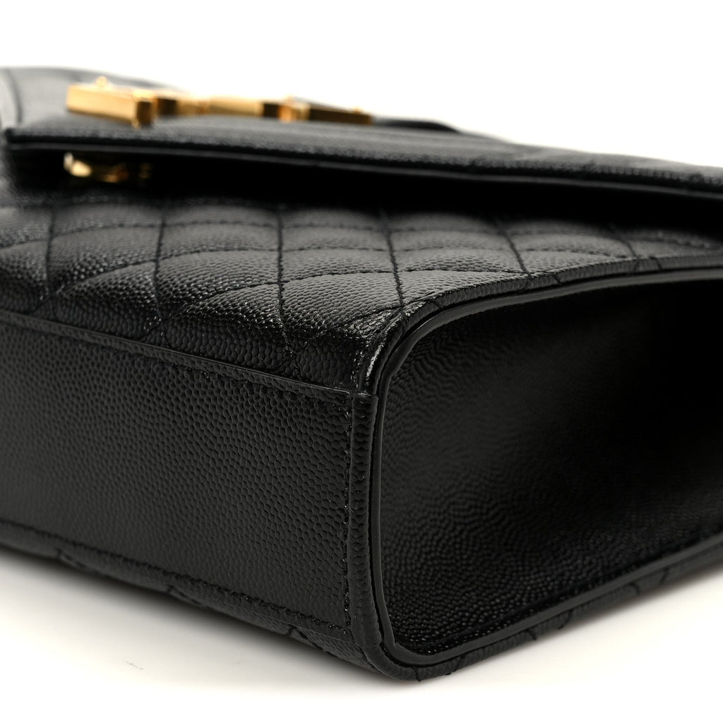 Grain De Poudre Textured Mixed Matelasse Triquilt Medium Monogram Satchel Black