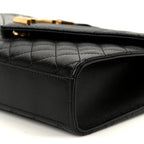 Grain De Poudre Textured Mixed Matelasse Triquilt Medium Monogram Satchel Black