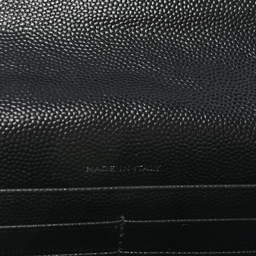 Grain De Poudre Matelasse Chevron Monogram Envelope Chain Wallet Black