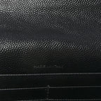 Grain De Poudre Matelasse Chevron Monogram Envelope Chain Wallet Black