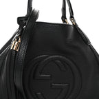 Pebbled Calfskin Small Soho Shoulder Bag Black