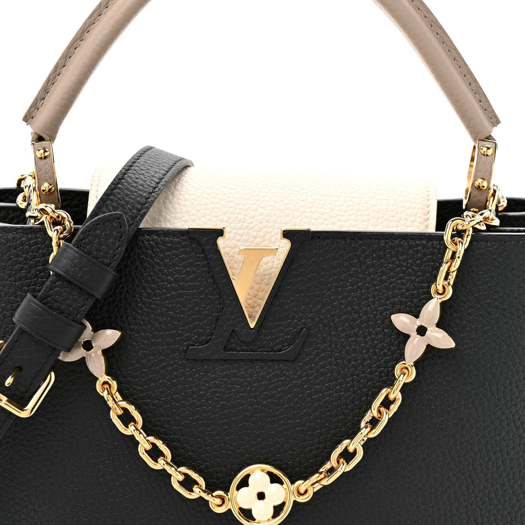 Taurillon Flower Chain Capucines MM  Black Galet Gray Pearly Cream