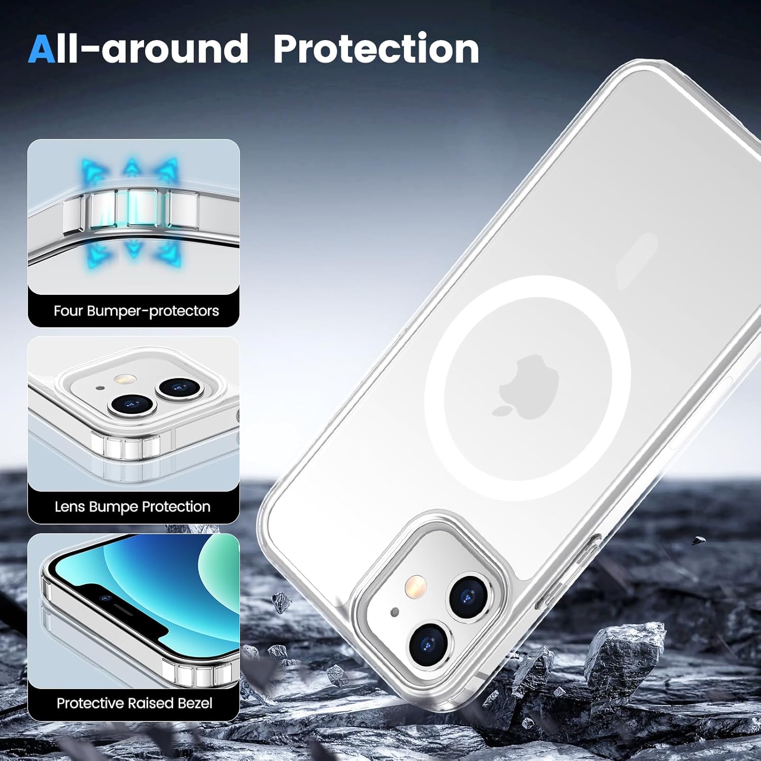 Entronix [Magnetic] Case Compatible with iPhone 12/12 Pro - [Hard Back] Thick Clear