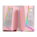 RGB Desktop Speakers - 2.0 Channel PC Stereo System with 6 LED Color Modes and Enhanced Sound, White/Pink