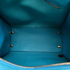 Hammered Calfskin Double Handle Small Amy Tote Turquoise
