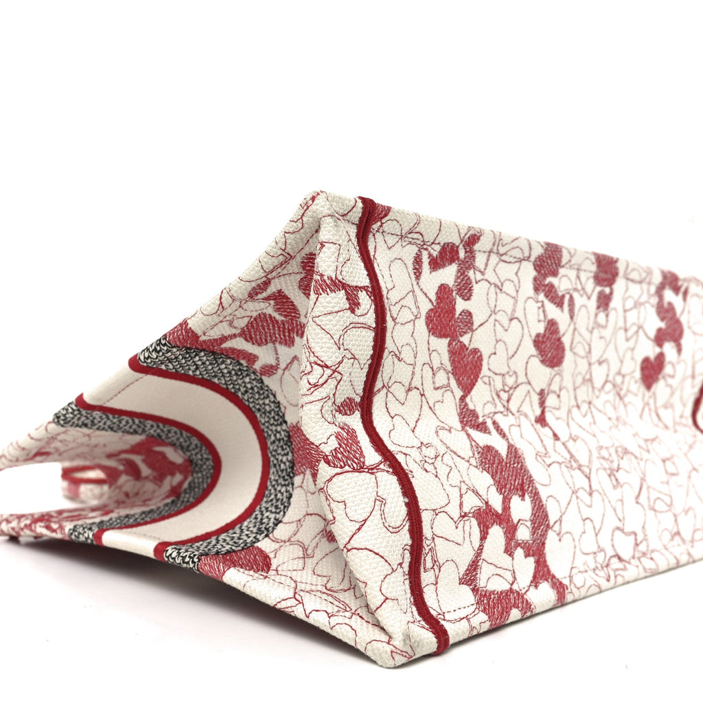 Canvas Embroidered Medium Dioramour D-Royaume Book Tote Red Multicolor