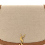 Canvas Calfskin Mini Voltaire Top Handle Bag Natural Tan