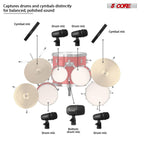 Drum Microphone Kit 7Pc All Metal Drummer Mics Tom/Snare & Cymbals Wired Instrument Drums Set