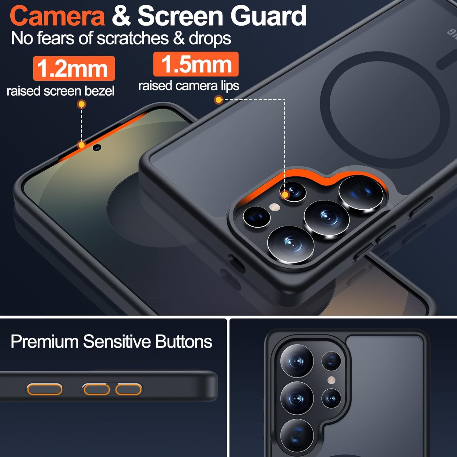 Entronix Bundle Compatible with Galaxy S25 Ultra - [Magnetic] Translucent Matte Case & 2 Clear Screen Protectors