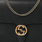 Dollar Calfskin Interlocking G Shoulder Bag Black
