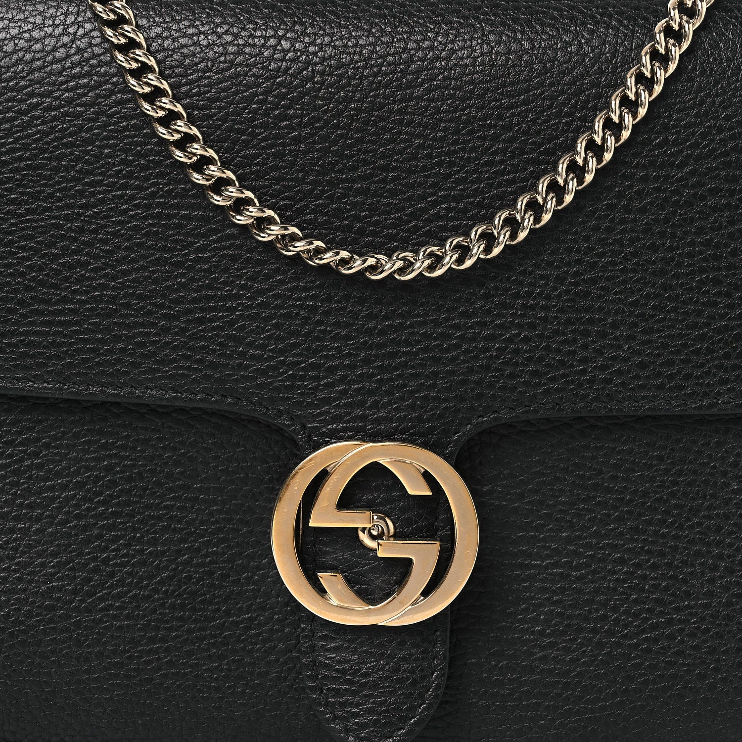 Dollar Calfskin Interlocking G Shoulder Bag Black