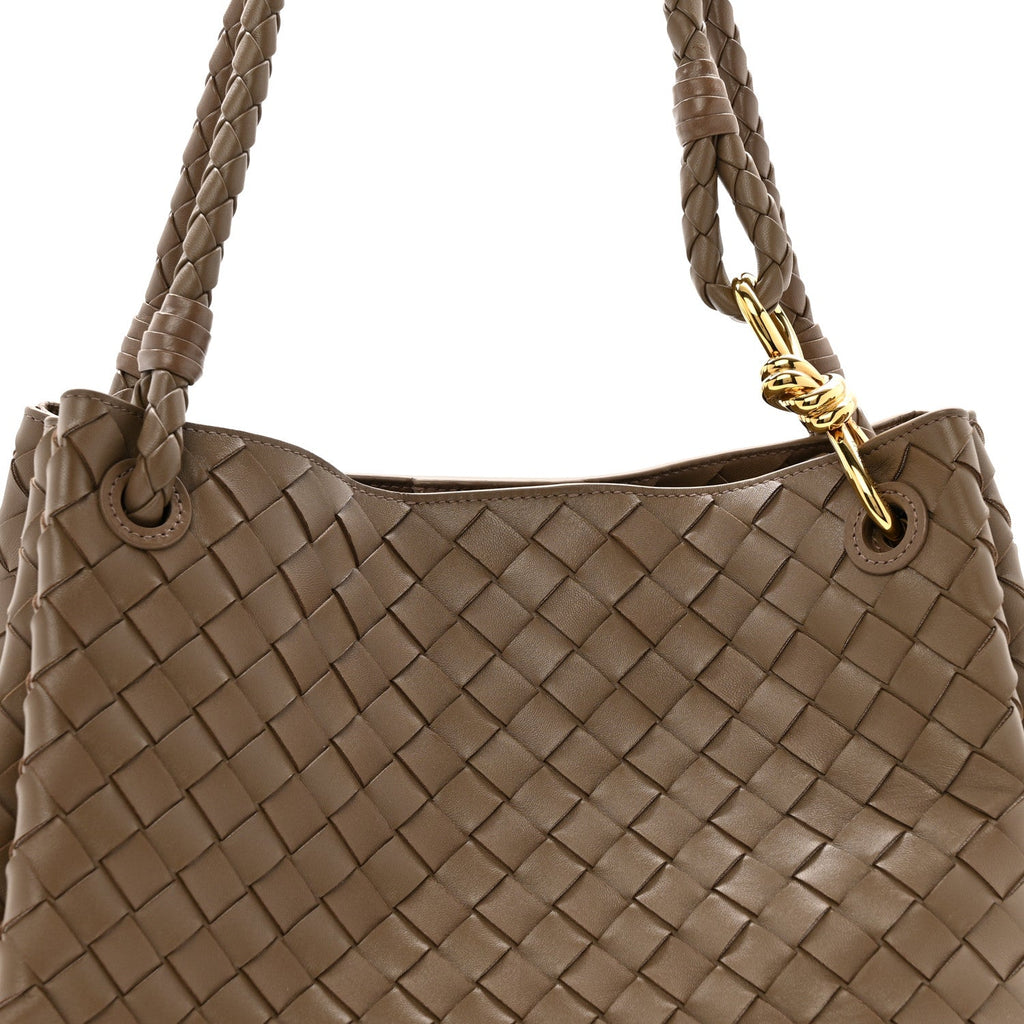 Nappa Intrecciato Large Andiamo Parachute Shoulder Bag Pinecone