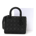 Ultra Matte Calfskin Cannage Medium Lady Dior Black