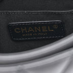 Calfskin Quilted Top Handle Flap Black