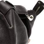 Pebbled Calfskin Large Bamboo Bar Tassel Shoulder Bag Dark Brown