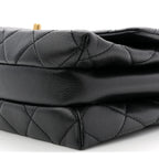 Calfskin Quilted Belt Chain Flap Black
