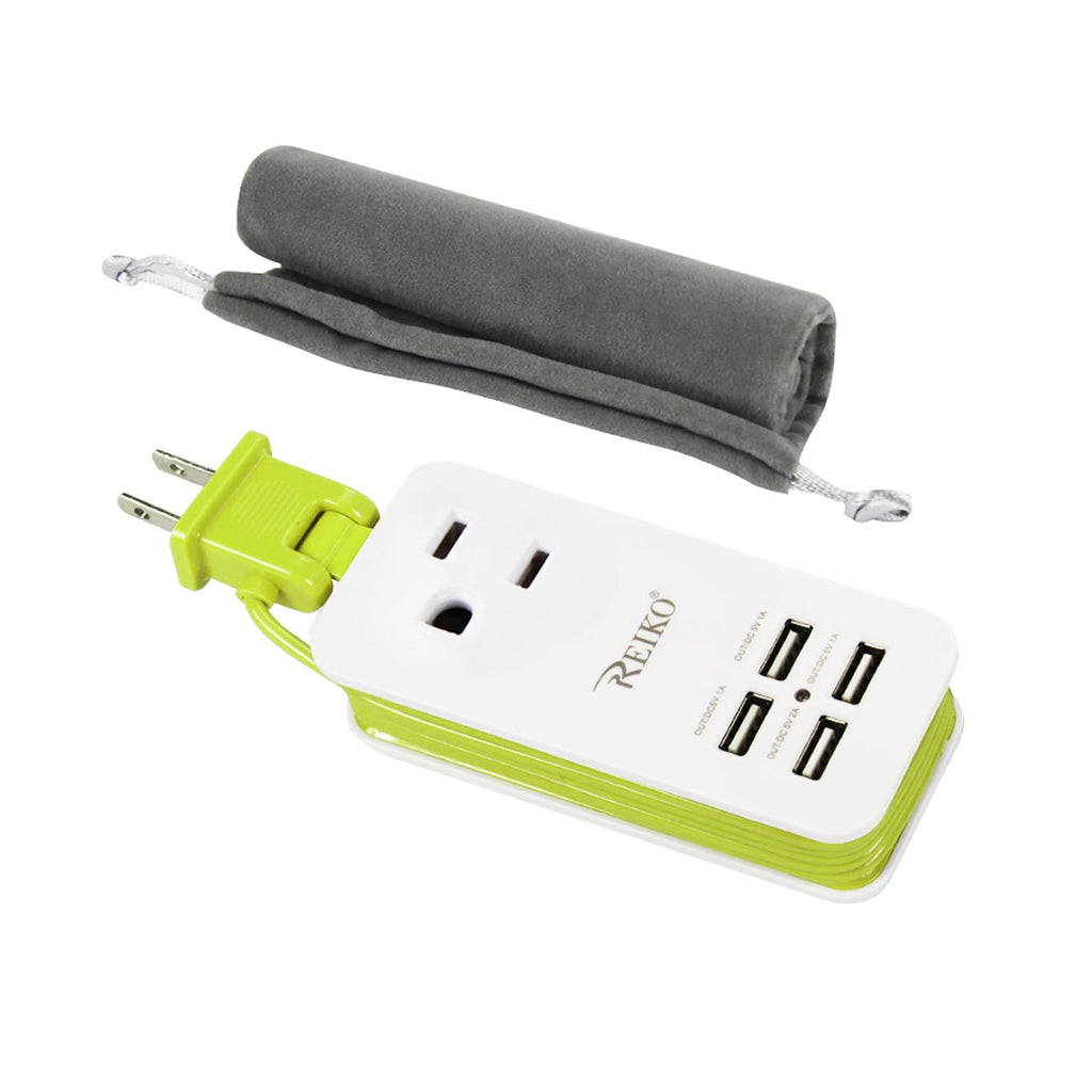 Reiko 4.1 Amp 4 Usb Home Wall Charging Station In Green