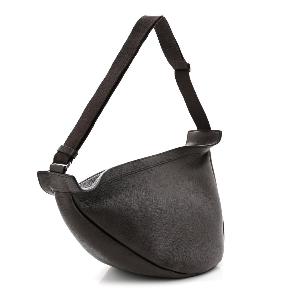 Grained Calfskin Large Slouchy Banana Bag Brunette