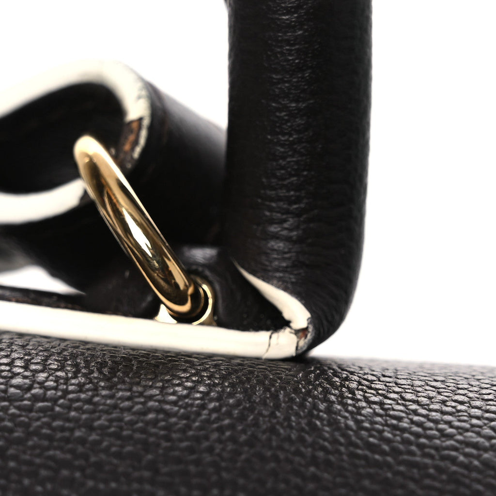 Grained Calfskin Bi-Color Brillant Mini Satchel Black