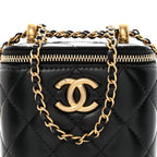 Calfskin Quilted Mini Perfect Fit Vanity Case With Chain Black