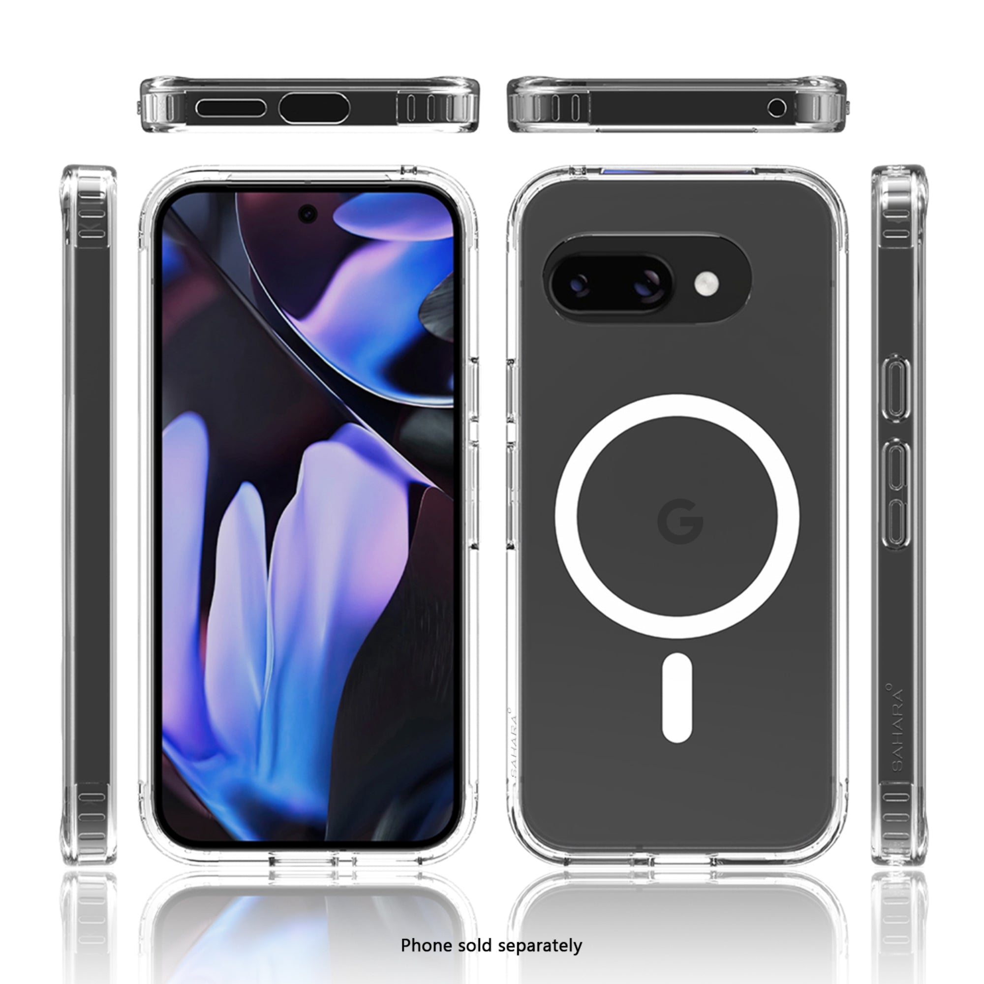 SAHARA - Venture Series Wallet Case for Google Pixel 9a - Clear/Scorpion Black