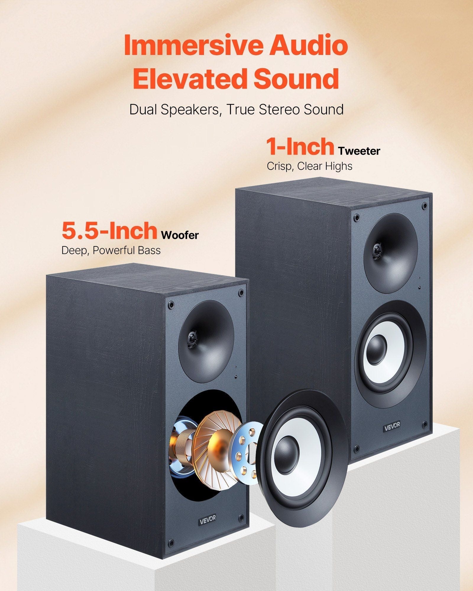 Active Powered Bookshelf Studio Monitor Speakers 25W x2 Bluetooth Coaxial Stereo