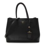 Saffiano Cuir Large Double Bag Black Fuoco