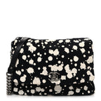 Tweed Paint Splatter Print Flap Black White