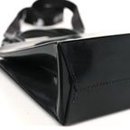 Patent Calfskin Logo Box Bag Black