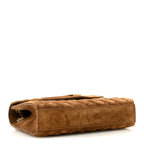 Suede Mixed Matelasse Triquilt Medium Monogram Envelope Satchel Bark Brown