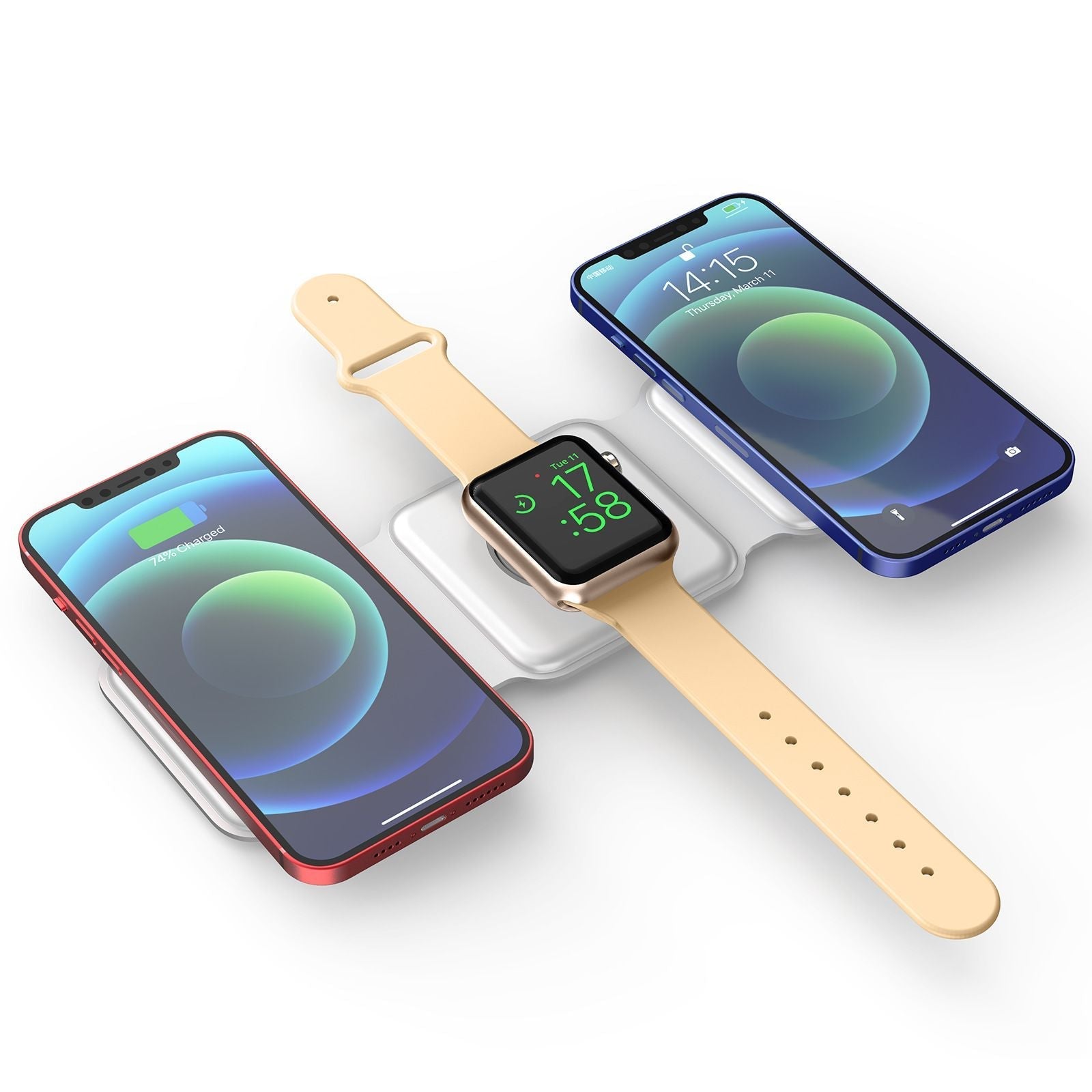 2Pcs Magnetic Wireless Charger Mobile Phone Watch Headset Portable Fast Charging