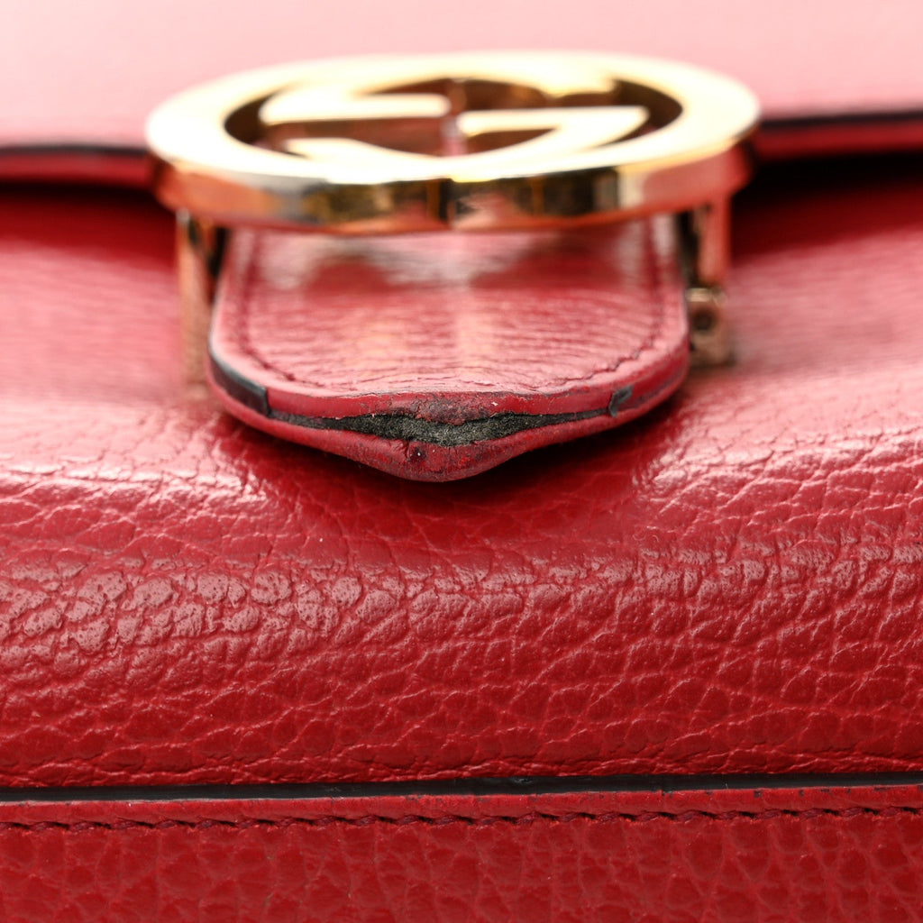 Dollar Calfskin Interlocking G Top Handle Shoulder Bag Red