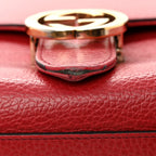 Dollar Calfskin Interlocking G Top Handle Shoulder Bag Red