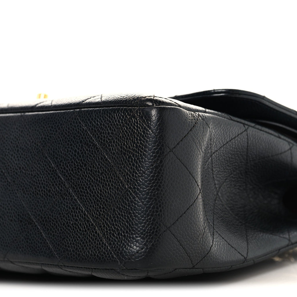 Caviar Quilted Jumbo Double Flap Black