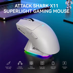 Attack Shark X11 Wireless Gaming Mouse - Lightweight Design, RGB Backlighting, Up to 22K DPI, PAW3311 Optical Sensor, HUYU Switches